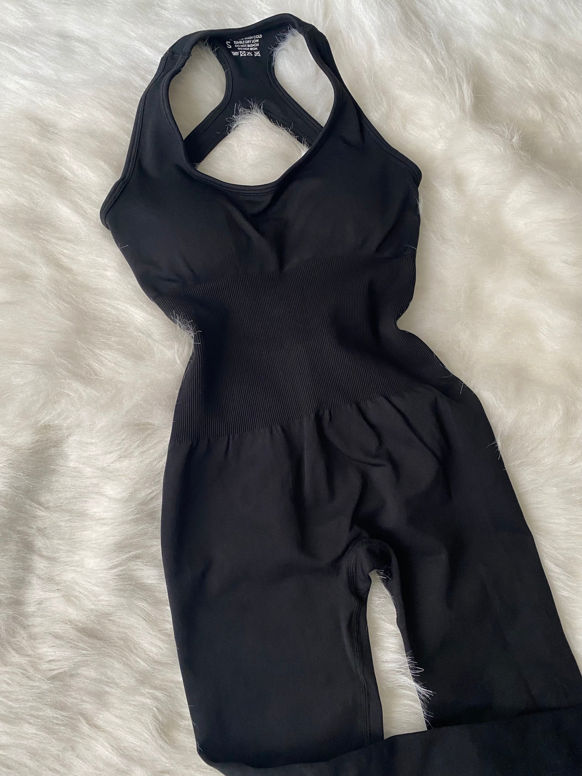 Ribbed Seamless Open Back Jumpsuit