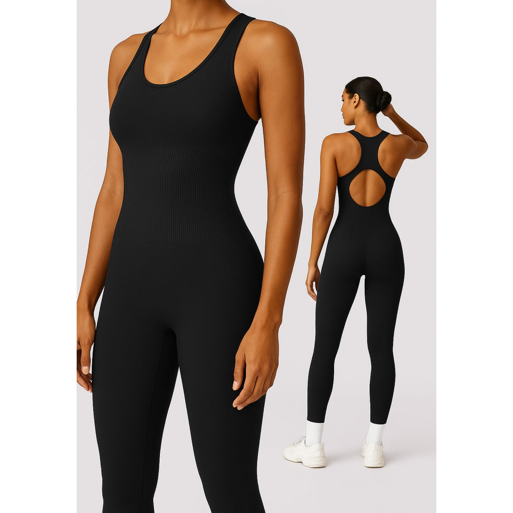 Ribbed Seamless Open Back Jumpsuit