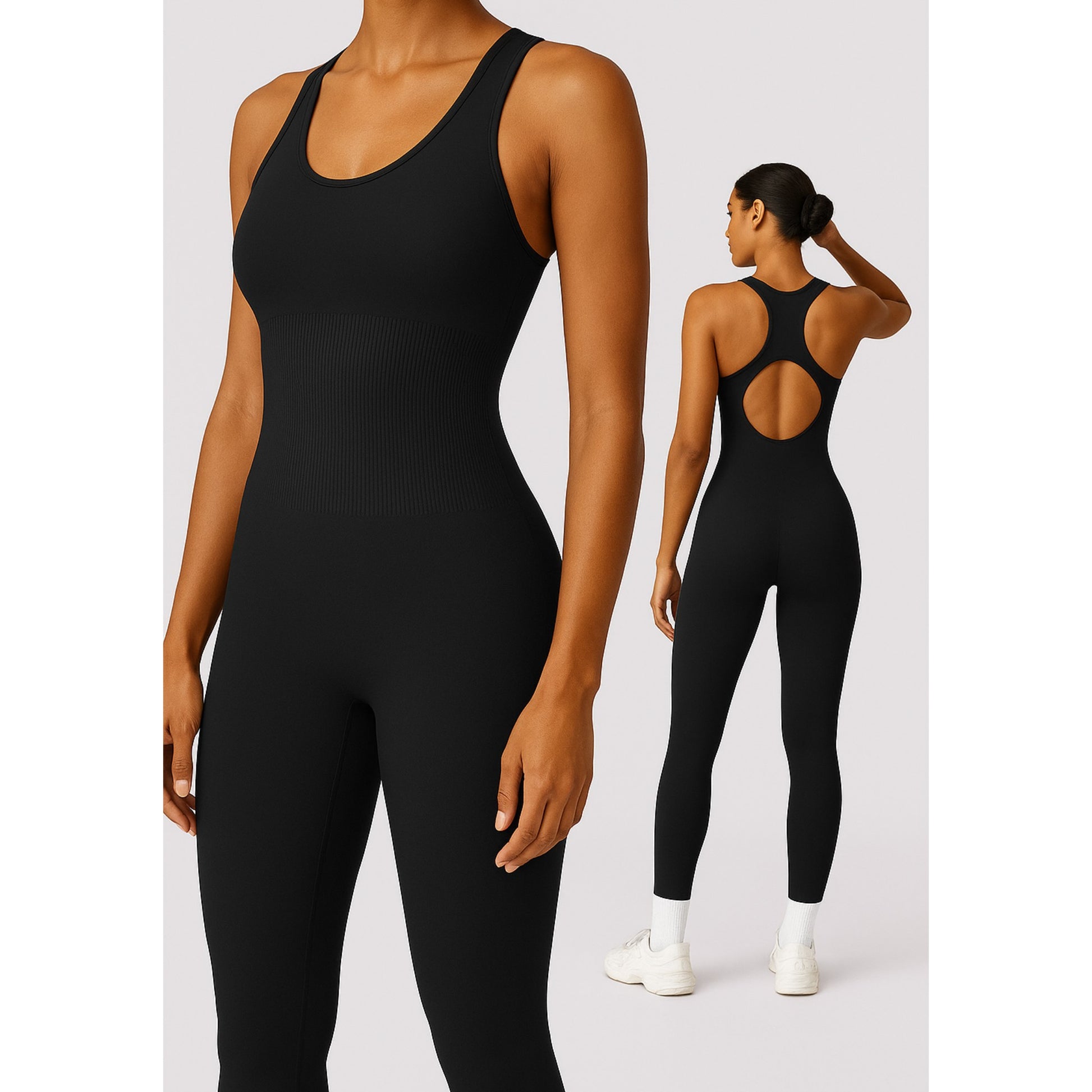 Ribbed Seamless Open Back Jumpsuit