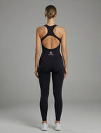 Ribbed open back jumpsuit - side angle detail showing texture