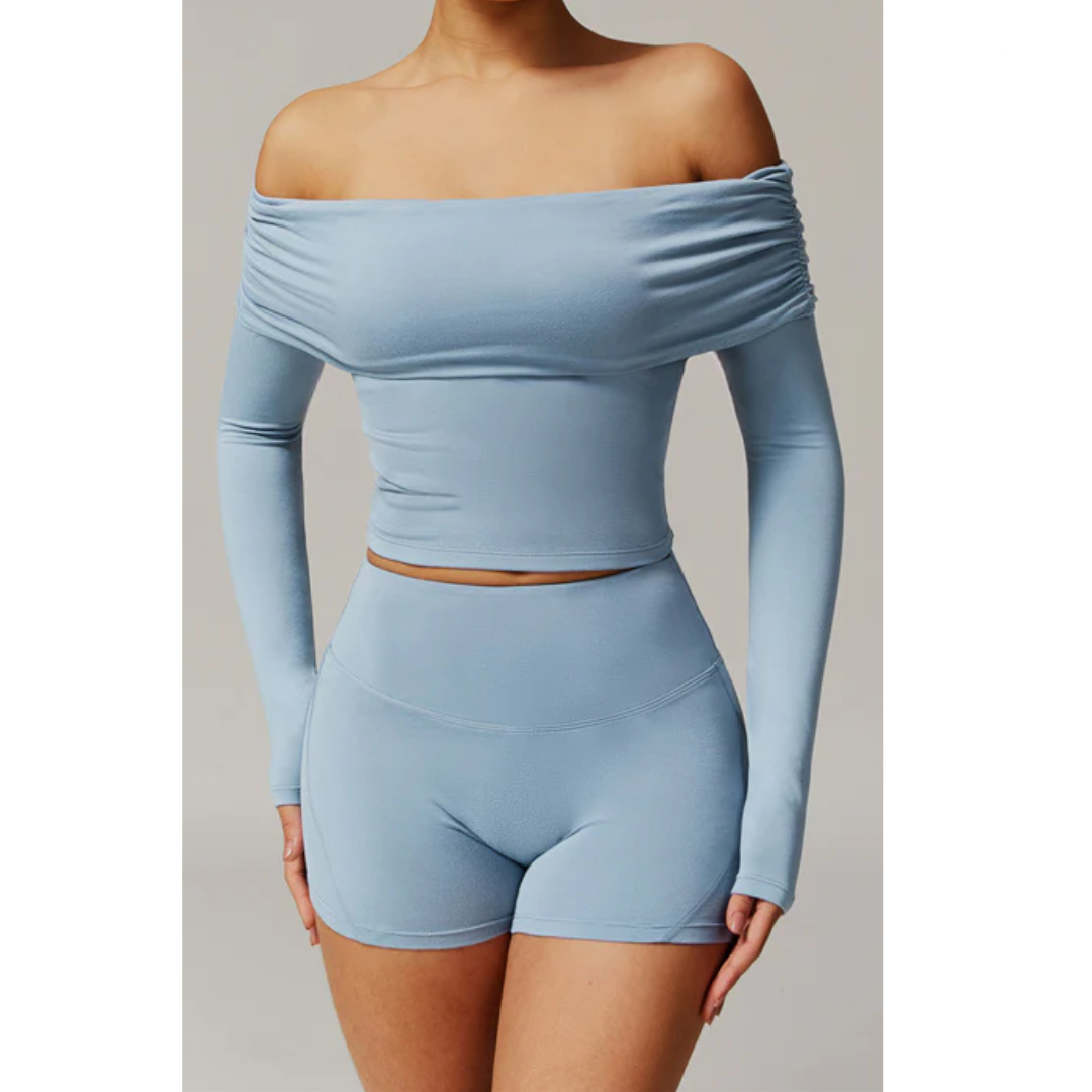 Fashion Ruched Off The Shoulder Top